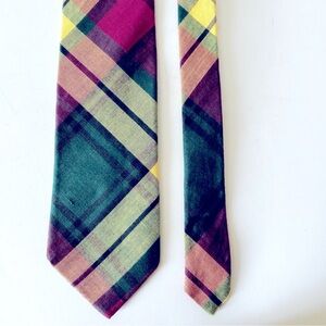 Lands End, Cotton Plaid Tie Colorful